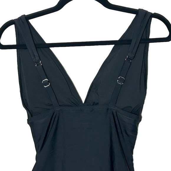 NWT J. Crew Factory Black Ruched Plunge One-Piece Swimsuit, Size Small - Picture 8 of 16